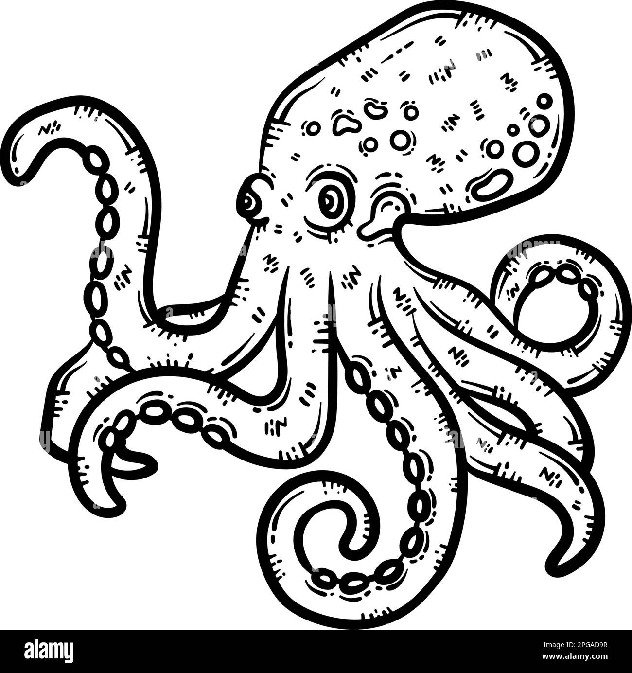 Octopus animal coloring page for adult stock vector image art