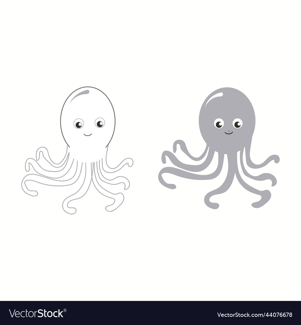 Coloring page outline of cartoon octopus vector image