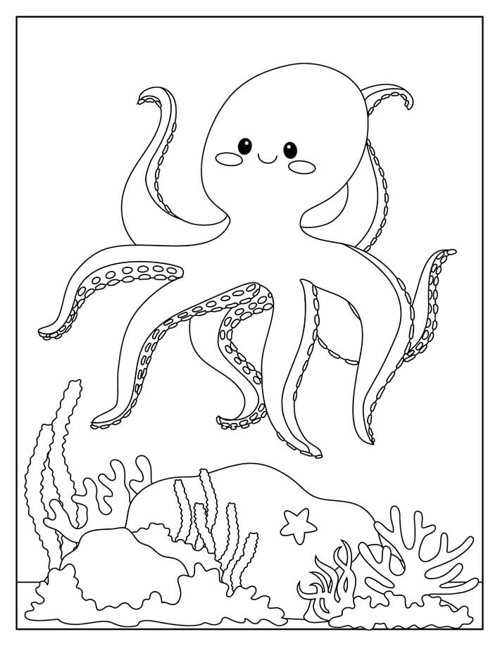 Adorable octopus coloring page