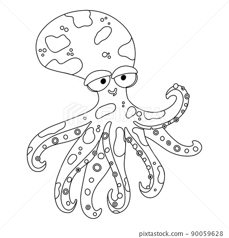 Cute cartoon octopus coloring pages for kids