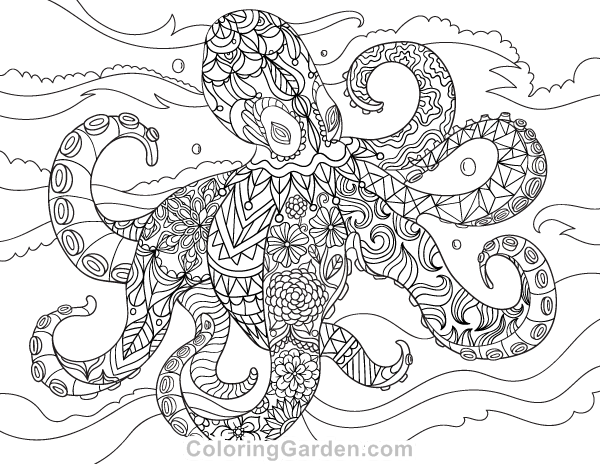 Octopus adult coloring page