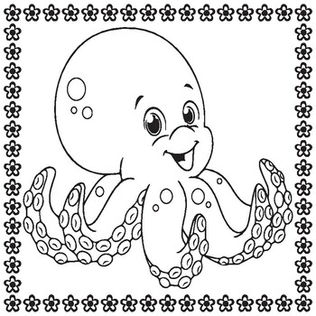 Octopus colouring book for kids and child octopus colouring page