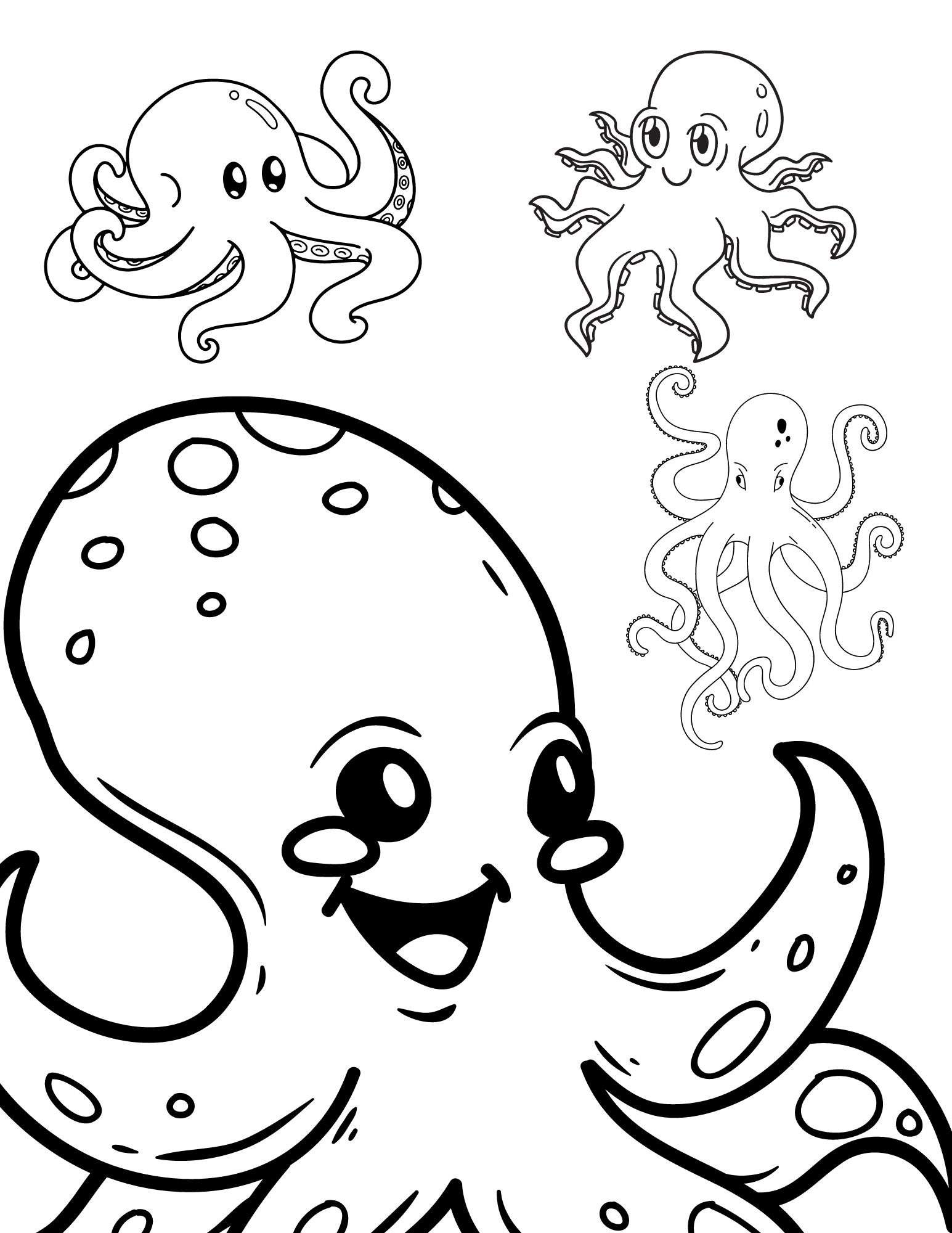 Free printable octopus coloring pages for kids and adults