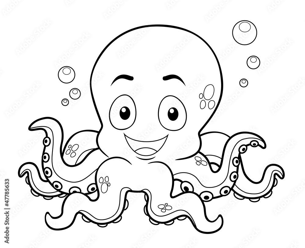 Illustration of cartoon octopus