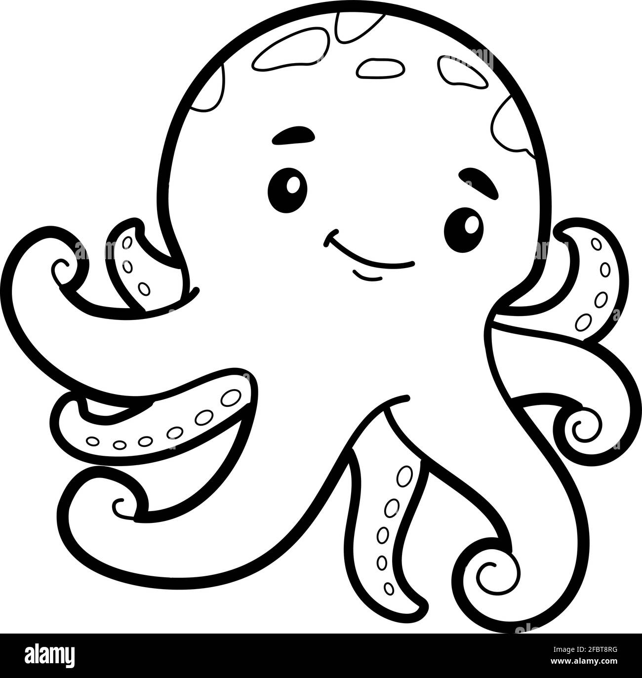 Coloring book or page for kids octopus black and white vector illustration stock vector image art