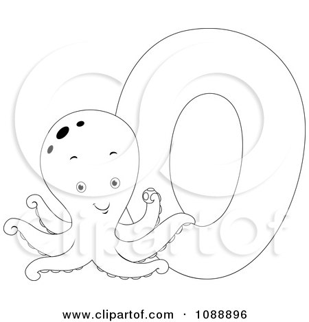 Clipart outlined o is for octopus coloring page