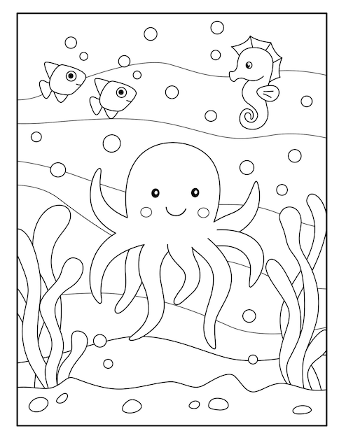 Premium vector octopus coloring pages for kids