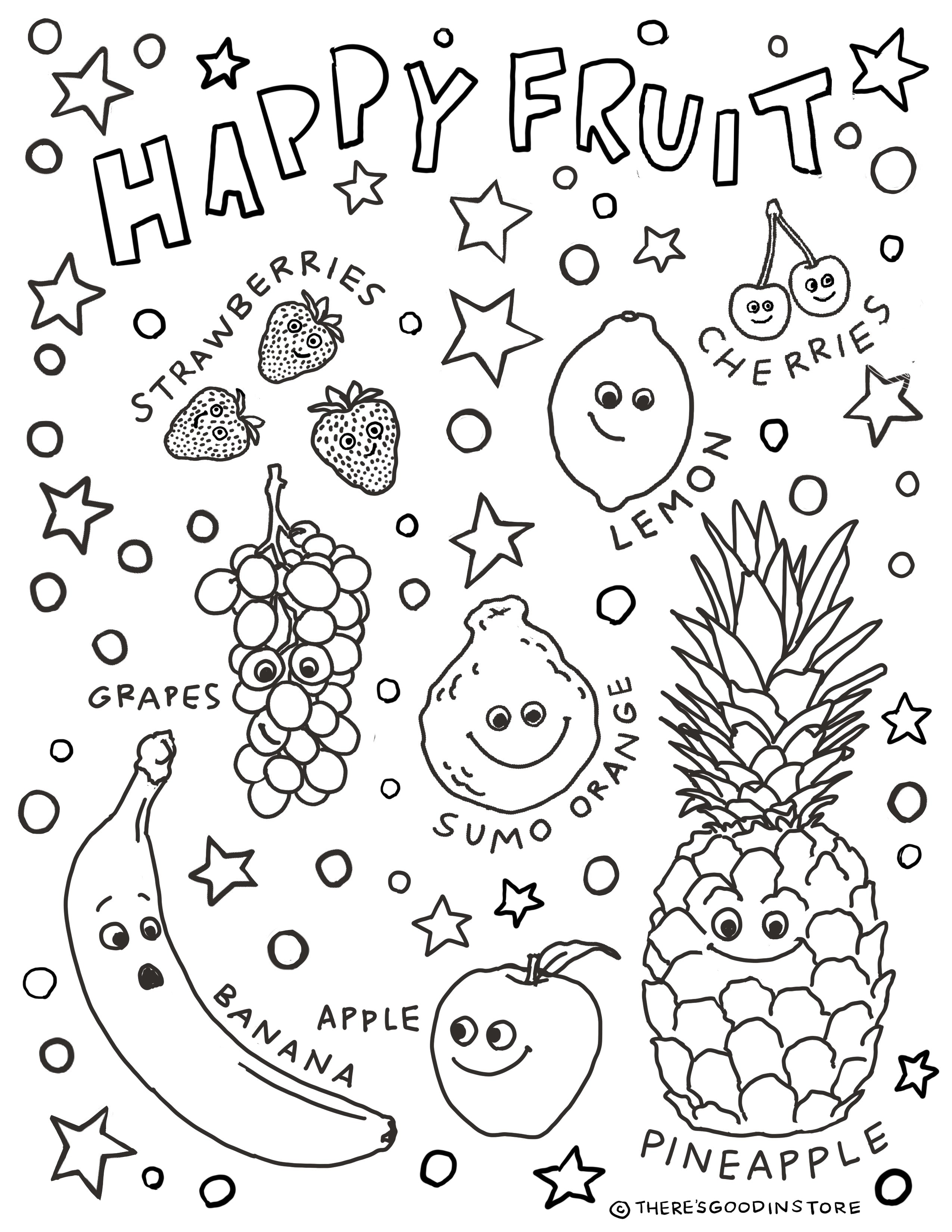 Happy fruit coloring page â theres good in store