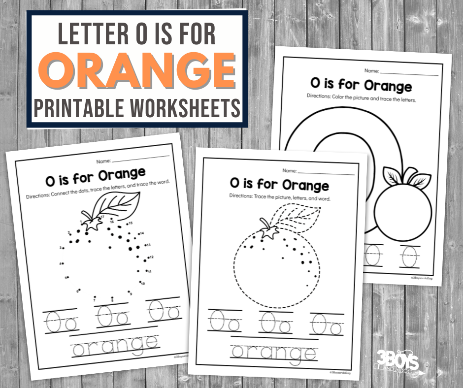 Letter o is for orange worksheets