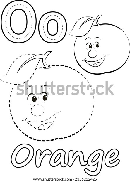 Coloring pages orange letter o suitable stock vector royalty free