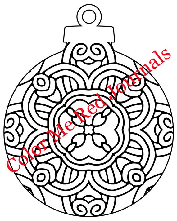 Christmas holiday ornament coloring book pages mandala style coloring printables christmas printables