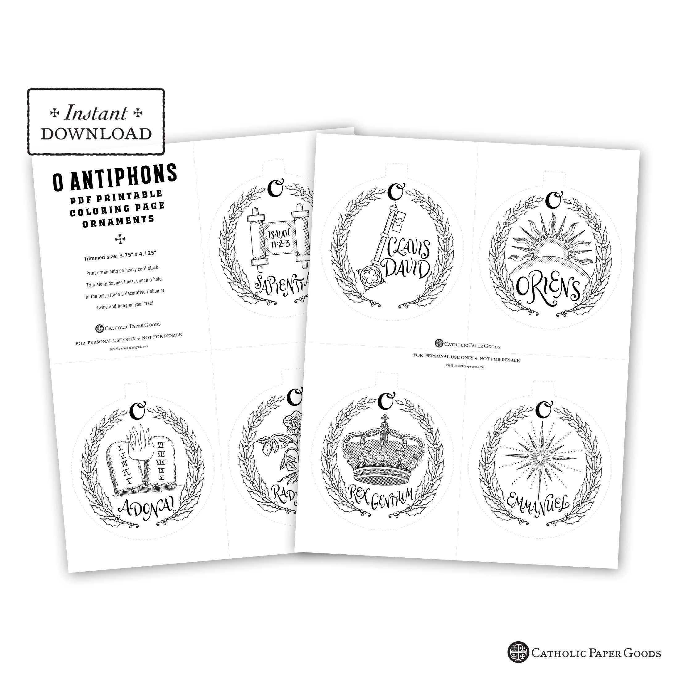 O antiphons printable ornaments individual use license with bonus o antiphon activity pages instant download pdf advent decor