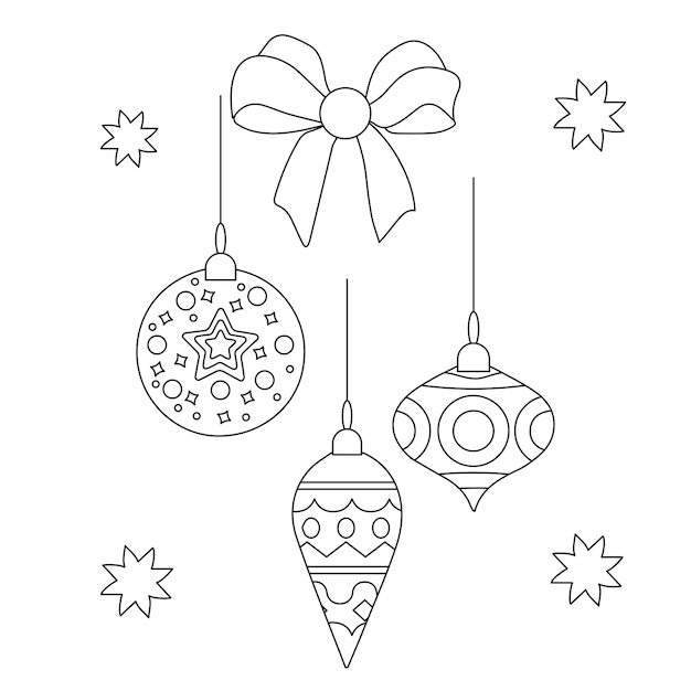 Premium vector christmas ornament coloring page illustration