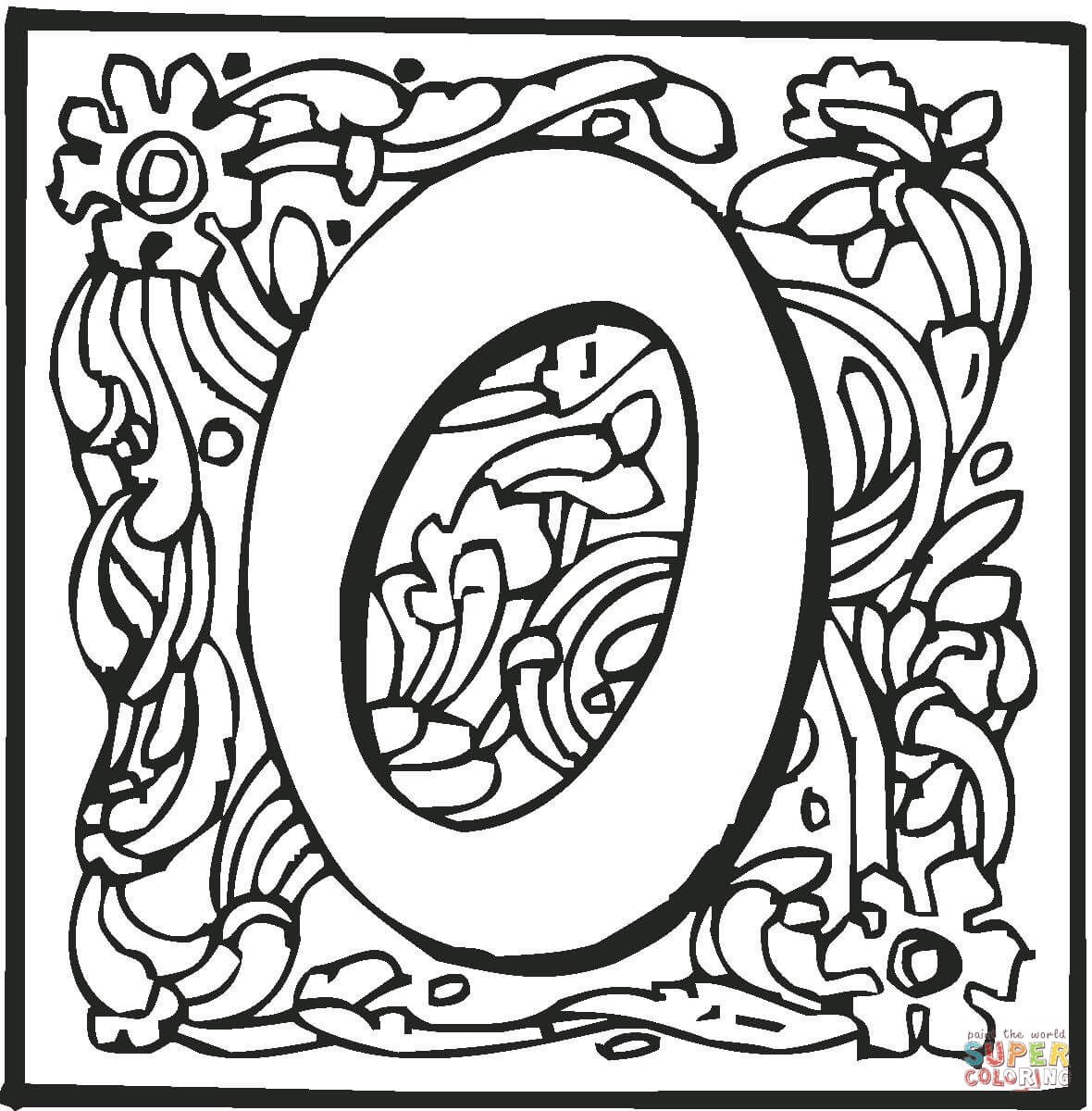 Letter o with ornament coloring page free printable coloring pages