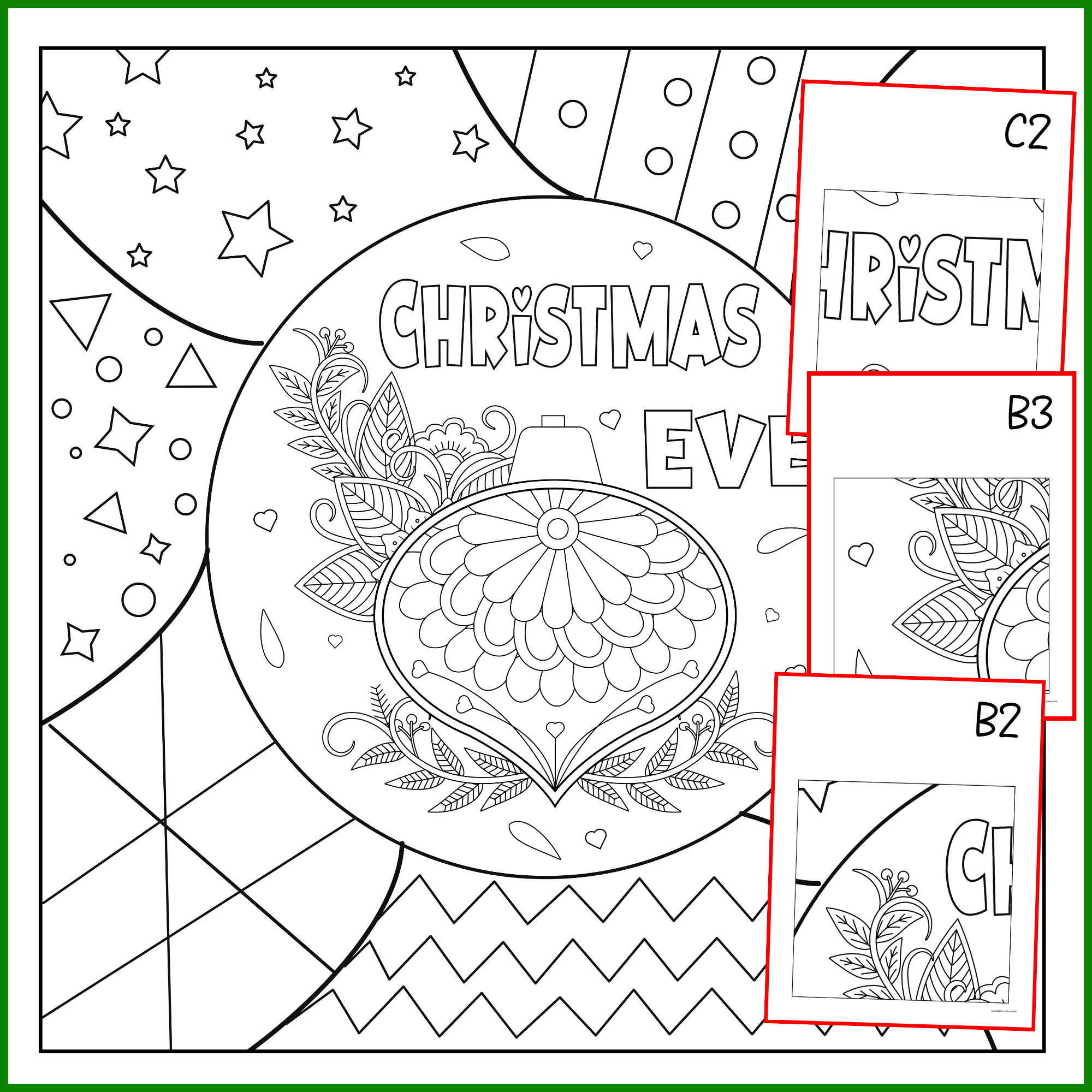 Christmas ornament pop art collaborative poster bulletin board coloring pages made by teachers