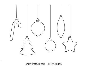 Christmas ornaments coloring page template stock illustration