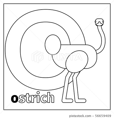 Ostrich letter o coloring page