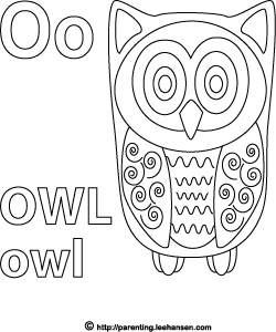 Letter o activity page owl alphabet coloring sheet