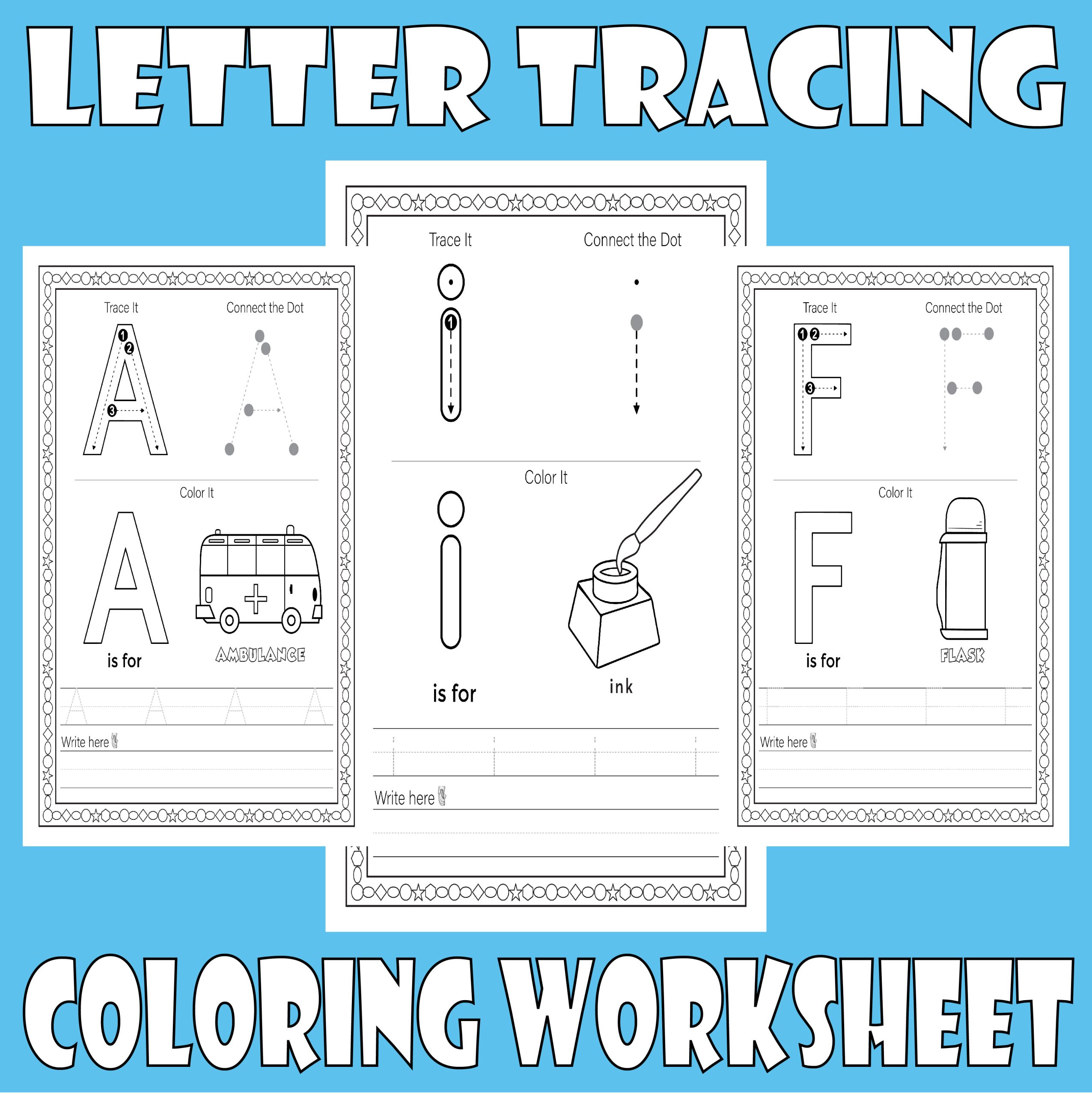 Letter tracing and coloring worksheet made by teachers