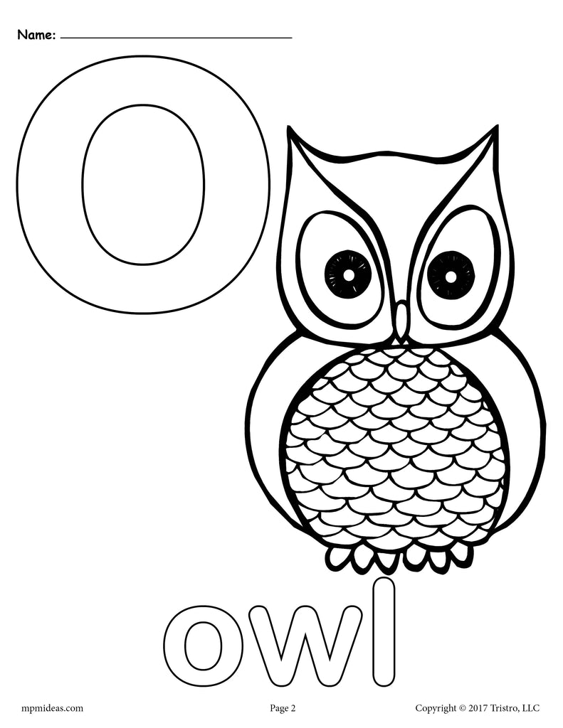 Letter o alphabet coloring pages