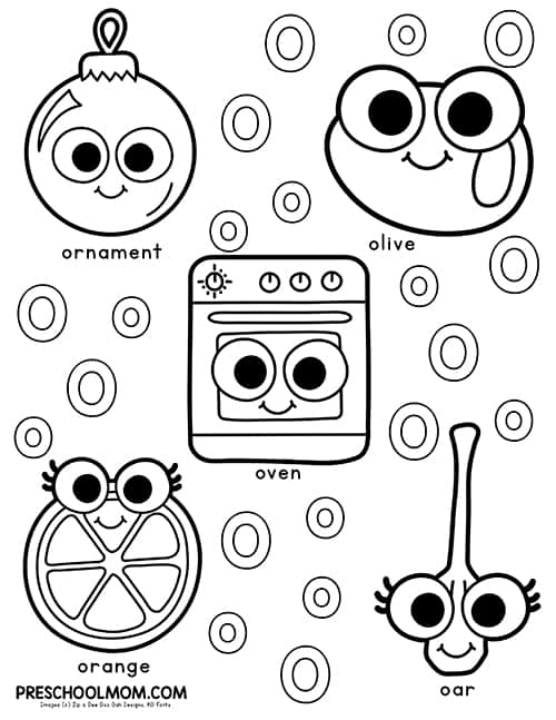 Letter o preschool printables