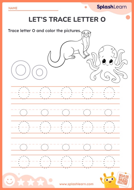 Letter tracing o worksheets for kindergarteners online