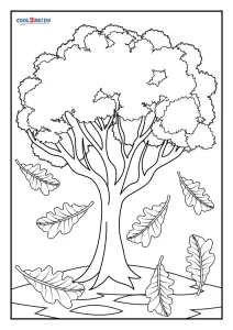 Free printable oak tree coloring pages for kids