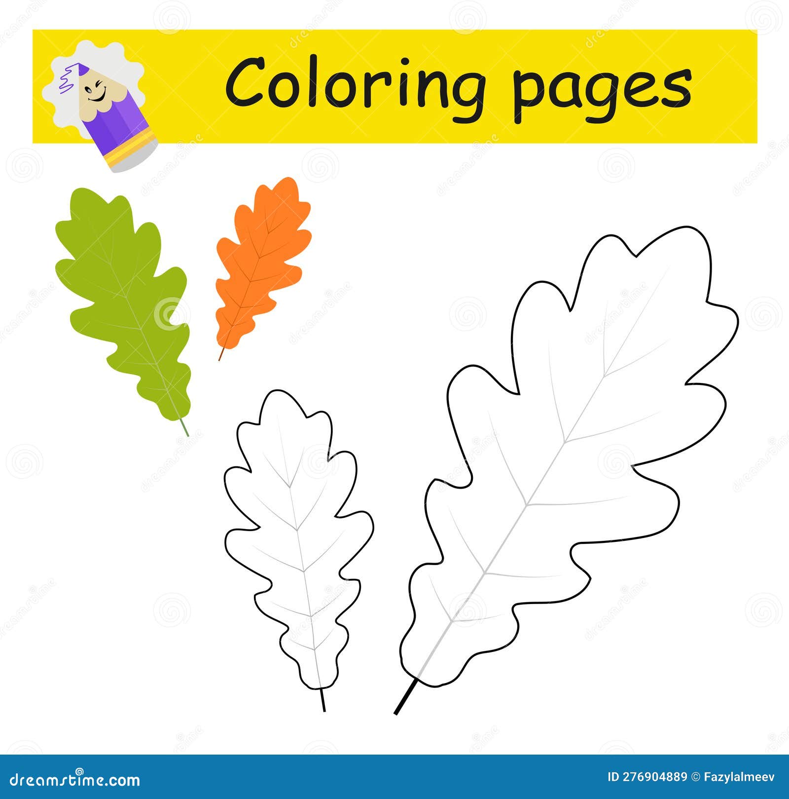 Coloring pages cartoon oak leaf vector stock vector