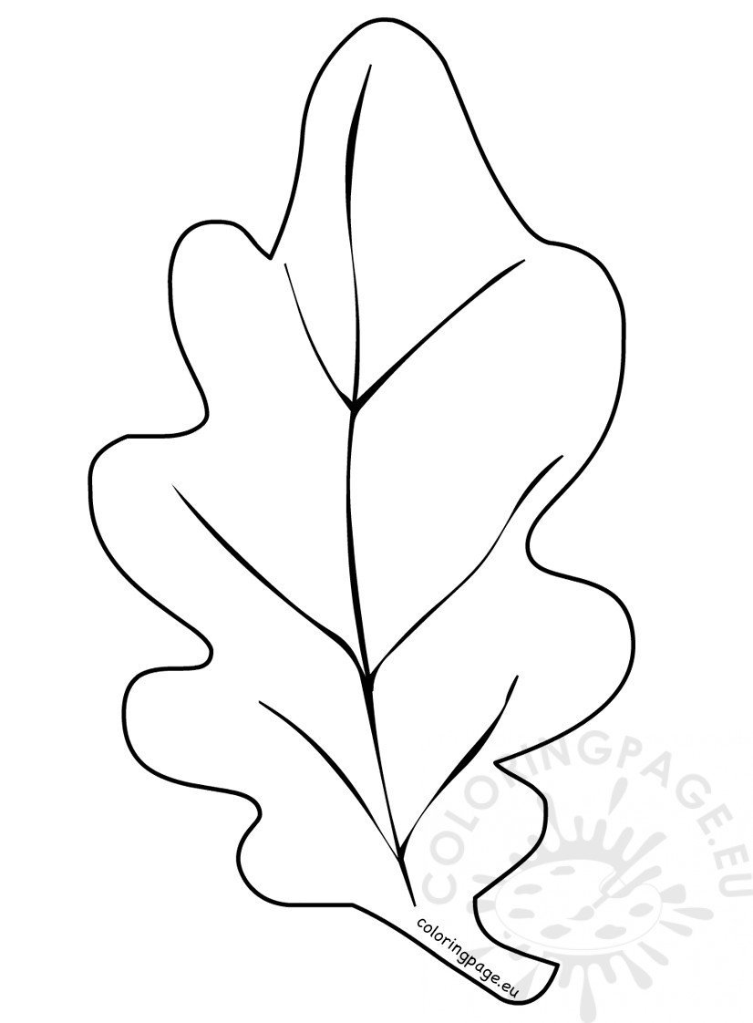 Autumn oak leaf coloring page