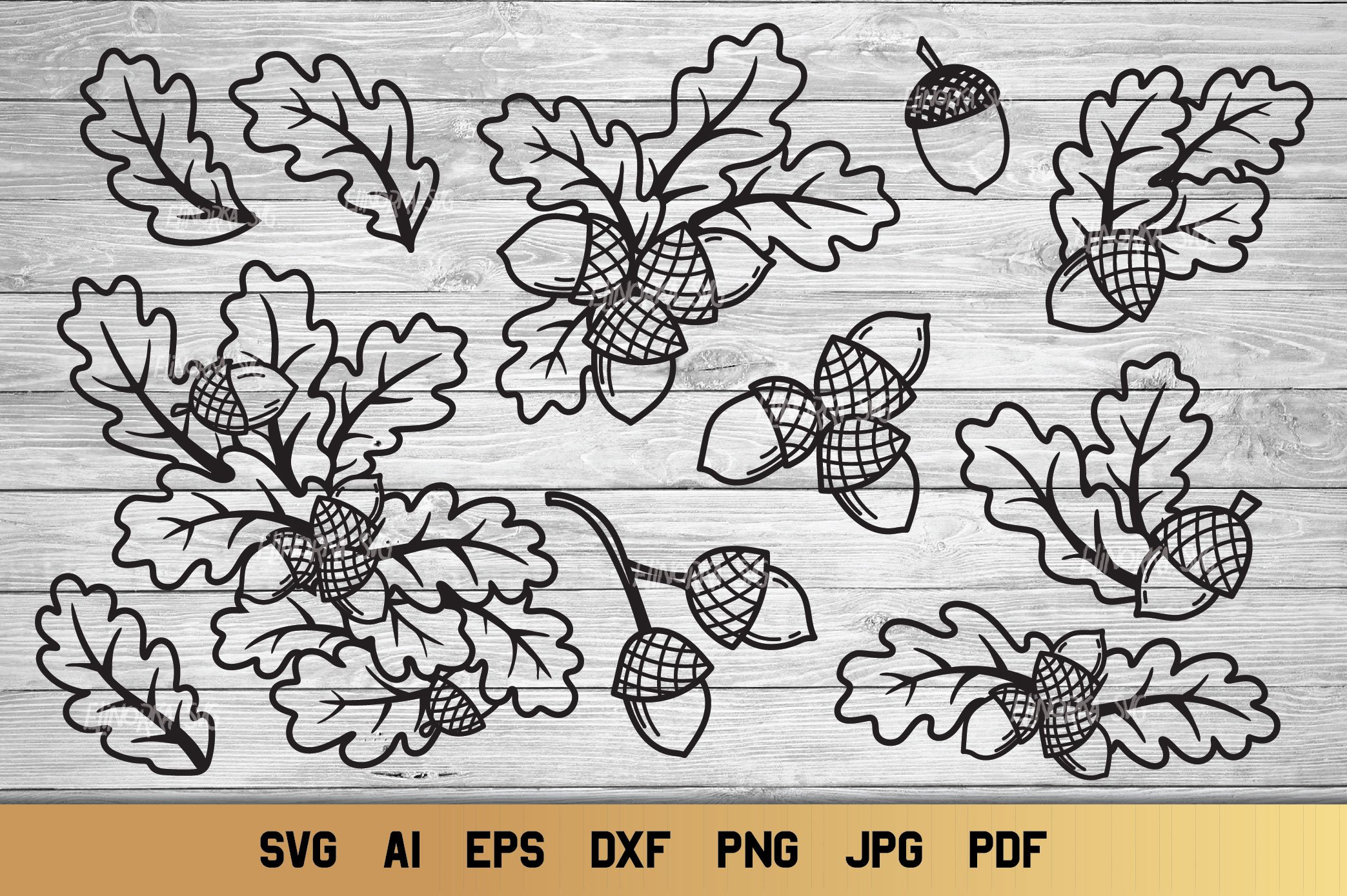 Fall svg oak leaf and acorn collection svg cut file