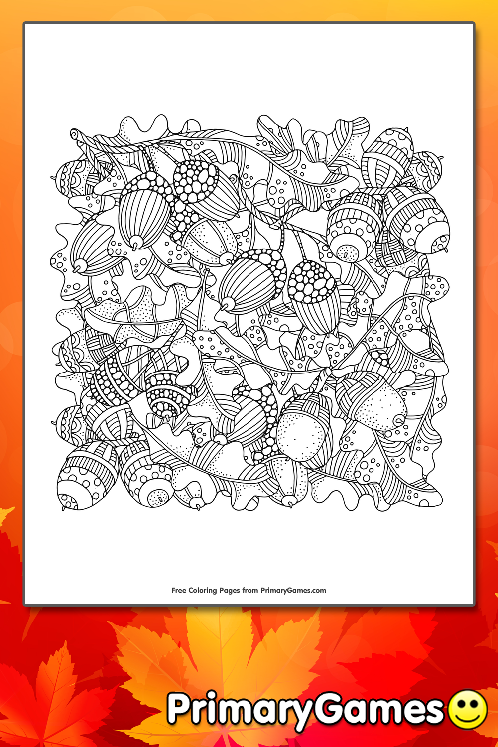 Acorns and oak leaves coloring page â free printable pdf from