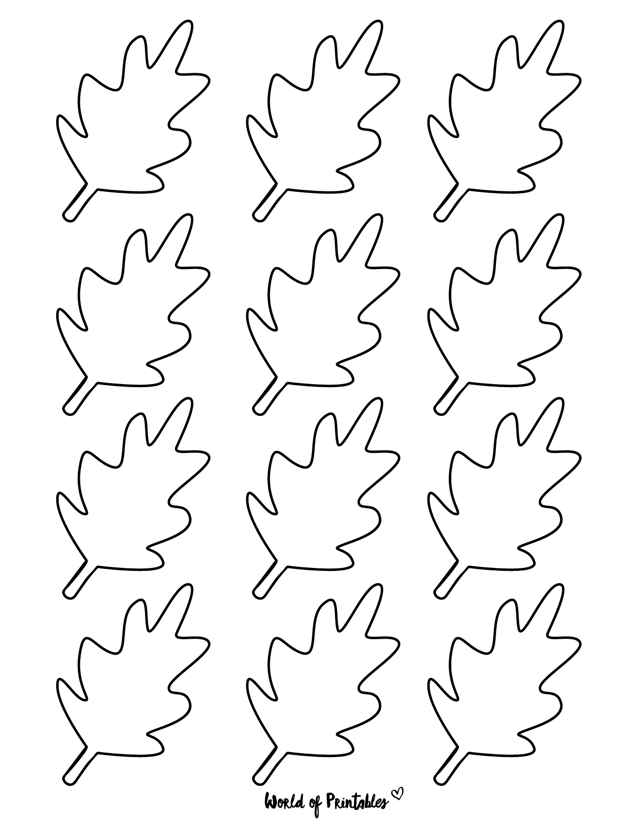 Printable leaf templates outlines shapes free