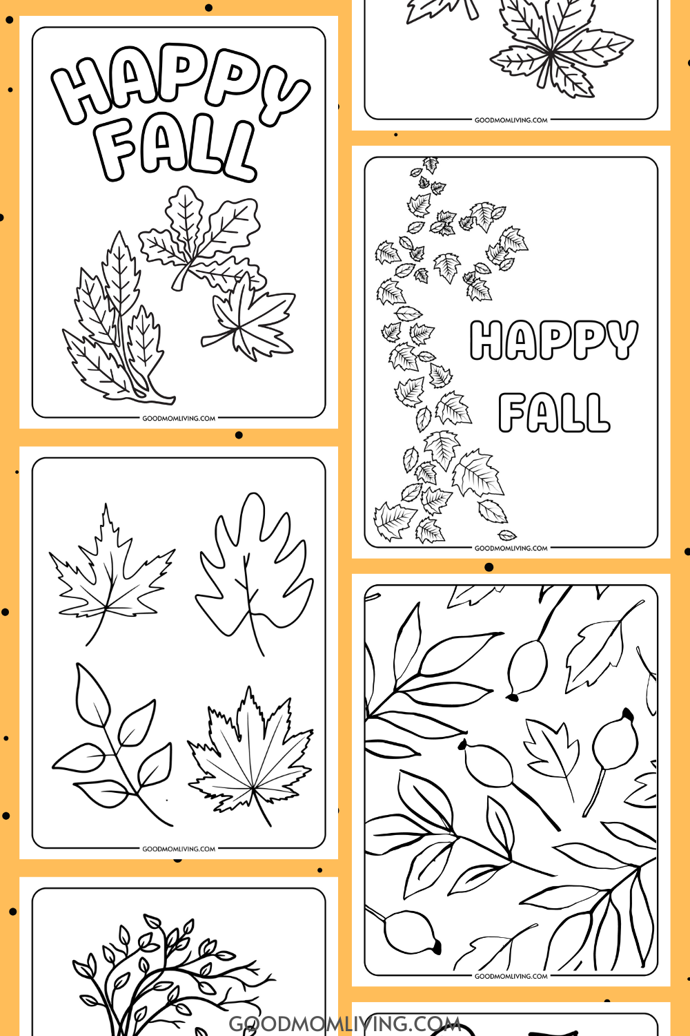 Fall leaves coloring pages free printable for kids