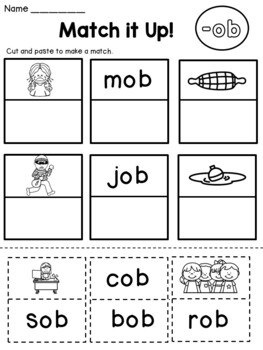 Ob word family worksheets cvc words by danas wonderland tpt