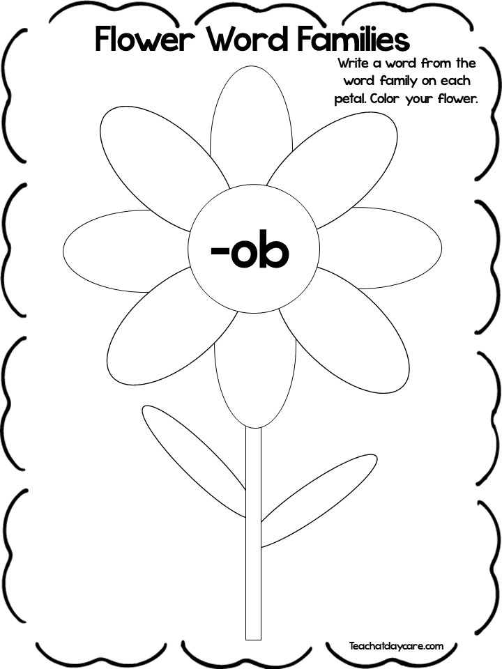 Printable flower word families worksheets made by teachers