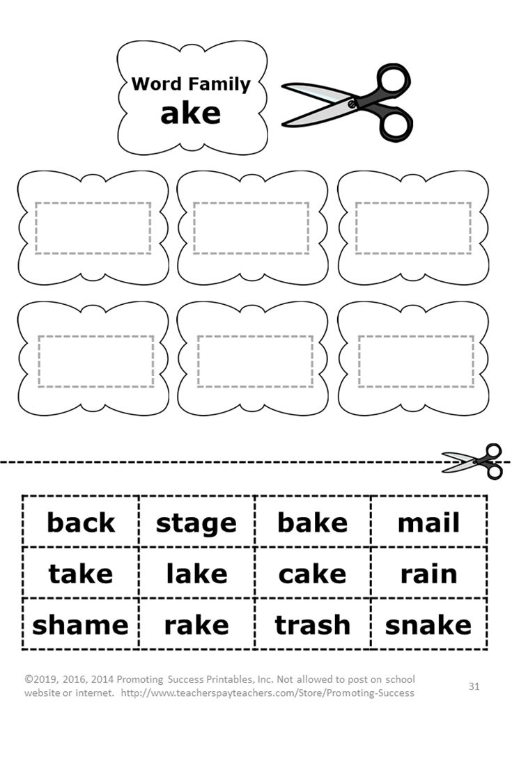 Word families worksheets cut and paste coloring pages word family bundle word family activities word family worksheets word families