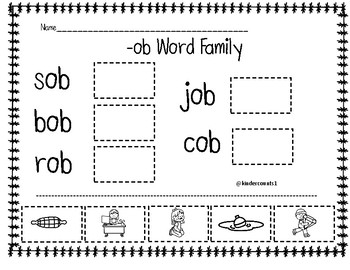 Ob word family cut and paste by kindercounts tpt