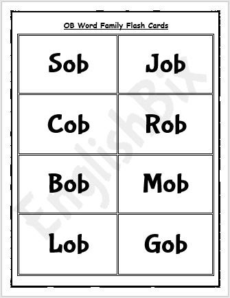 Ob word family activity worksheets