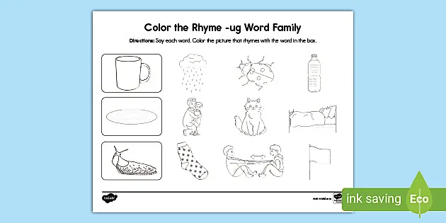 An word family words colour the rhyme activity