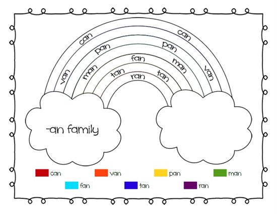 Rainbow word families printable worksheets word families printables rainbow words word families