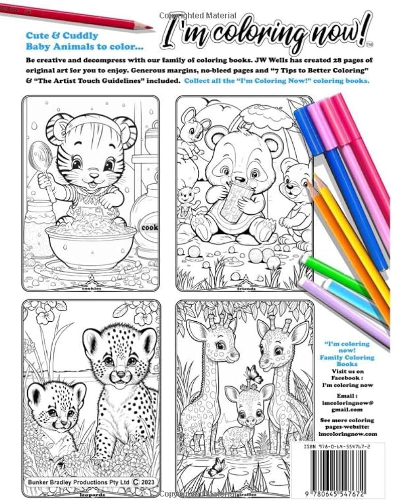 Cute and cuddly im coloring now this baby animals coloring book will keep you smiling from start to finish kids ages â â â and