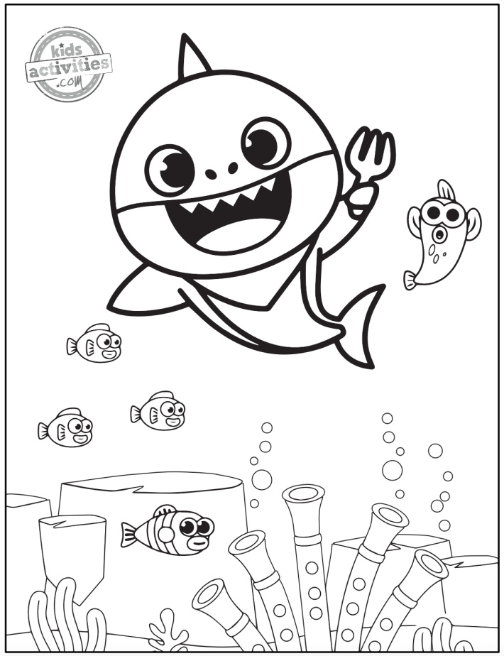 Free printable baby shark coloring pages to download print kids activities blog