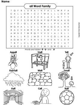 All word family activity word search coloring sheet phonics worksheet word families word family activities phonics worksheets