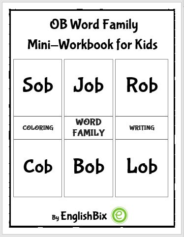 Ob word family activity worksheets