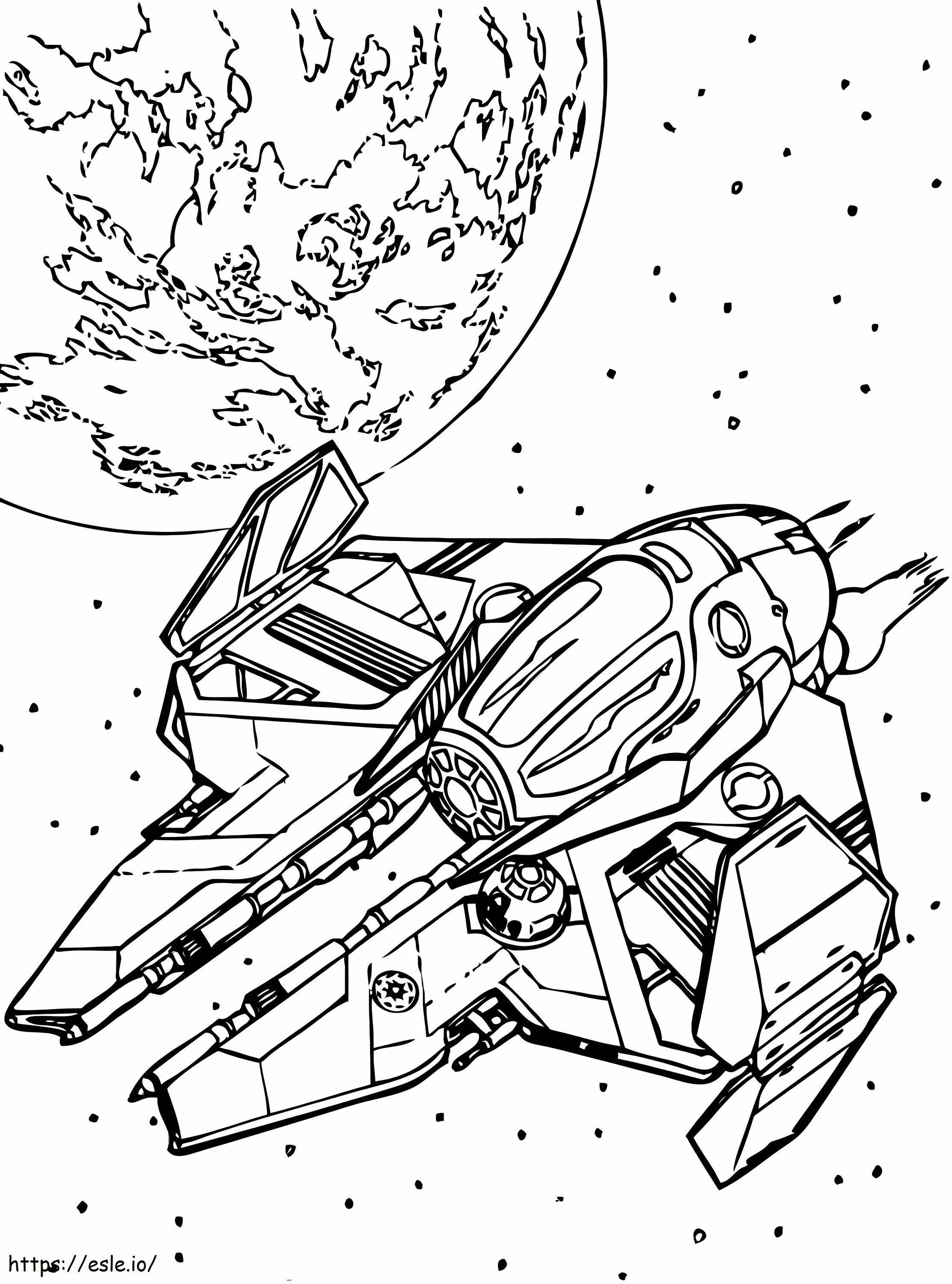 Jedi starfighter de obi wan kenobi coloring page