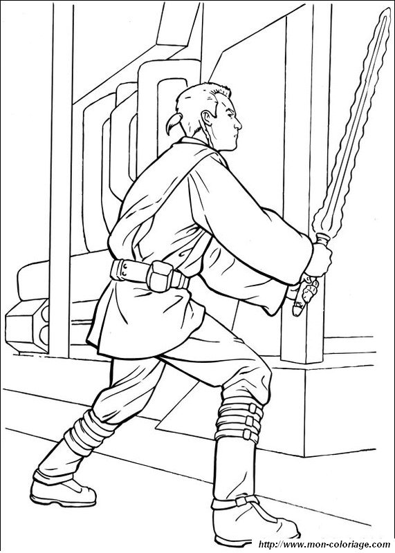 Coloring star wars page obi wan kenobi fighting to print out or color online