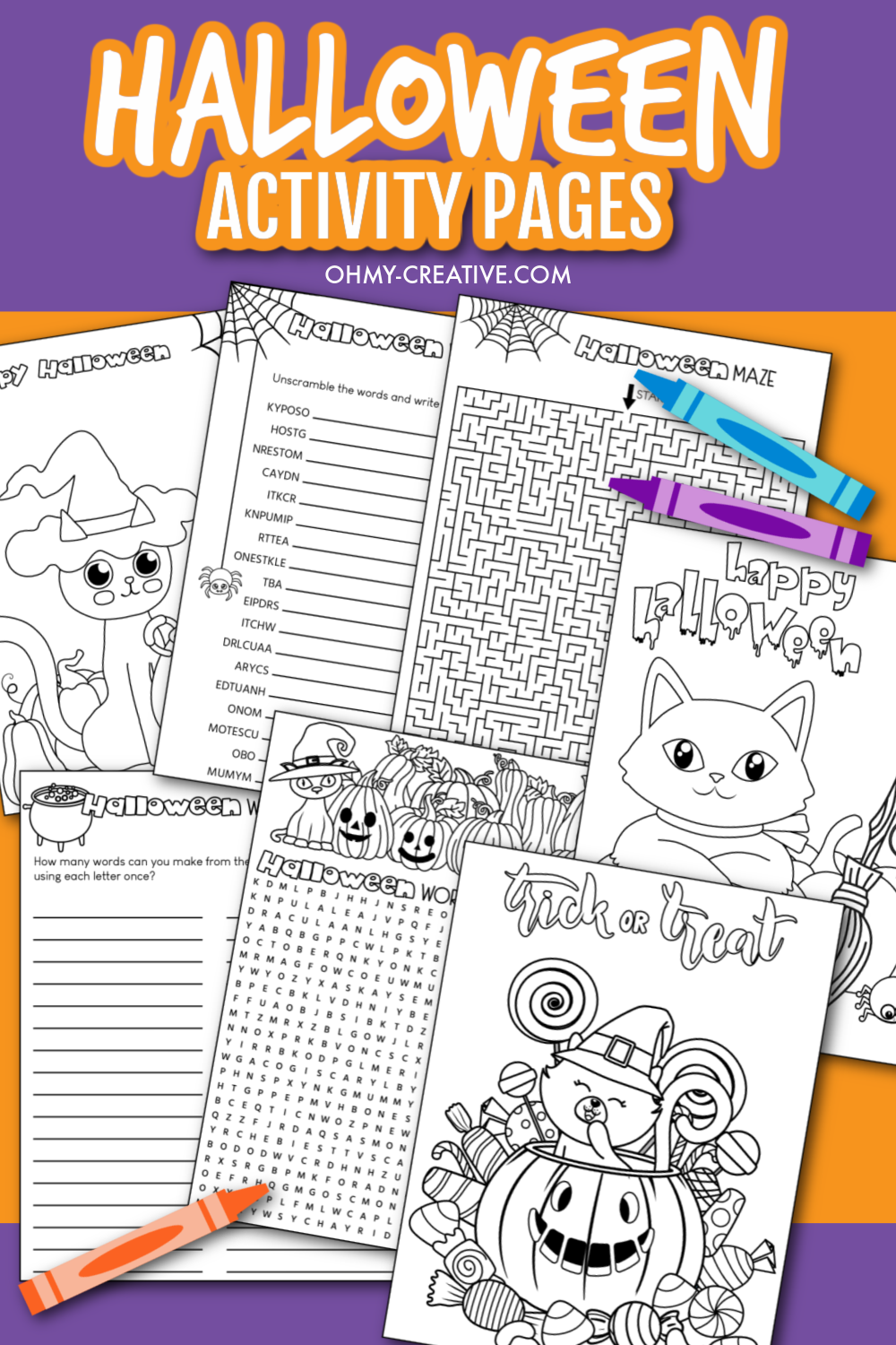 Printable halloween worksheets coloring pages for kids