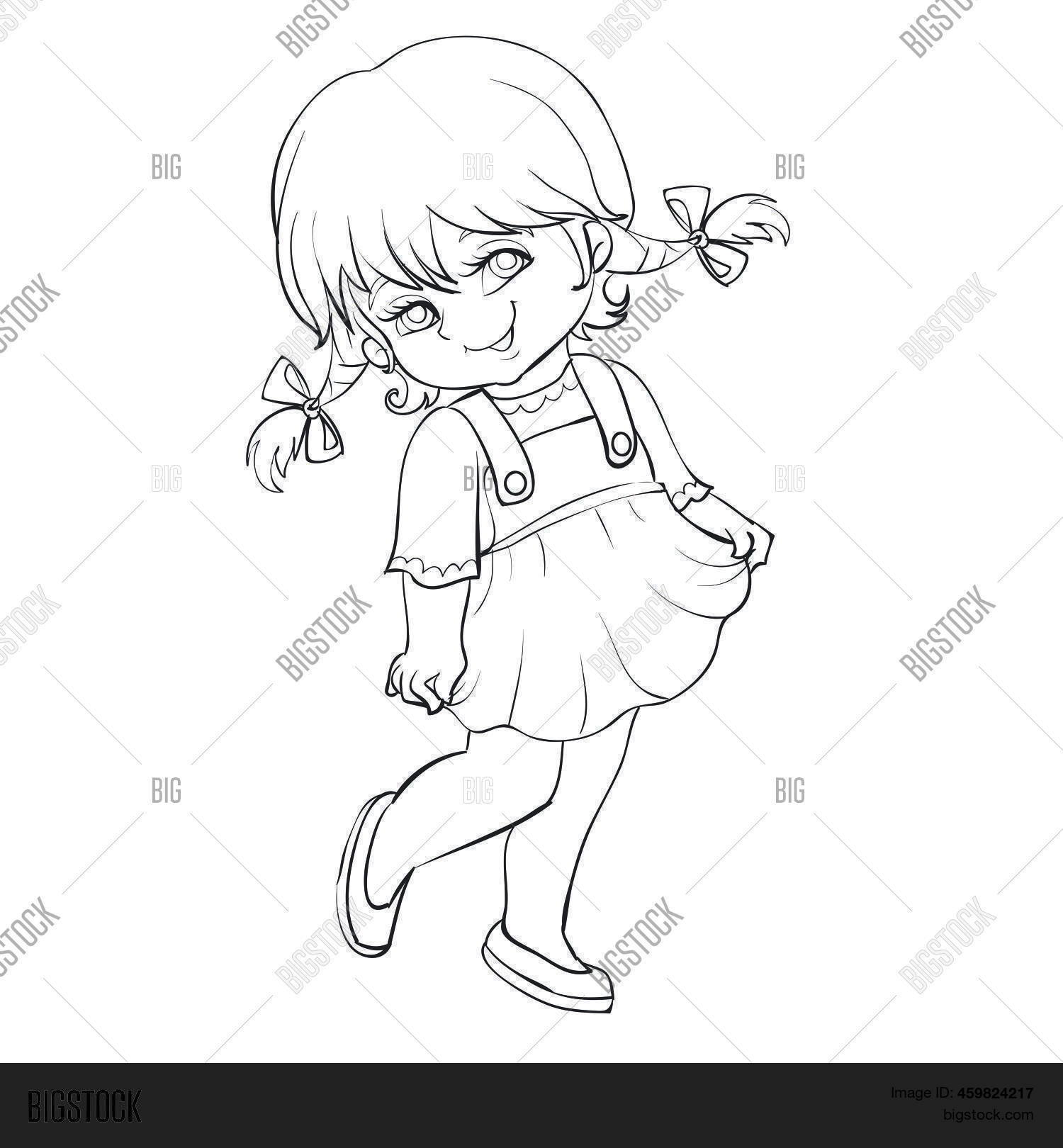 Sketch cute girl vector photo free trial bigstock