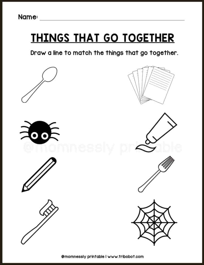 Things that do do not go together worksheet