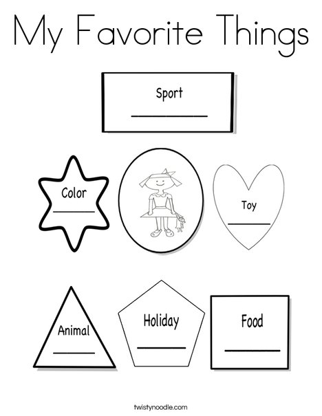 My favorite things coloring page